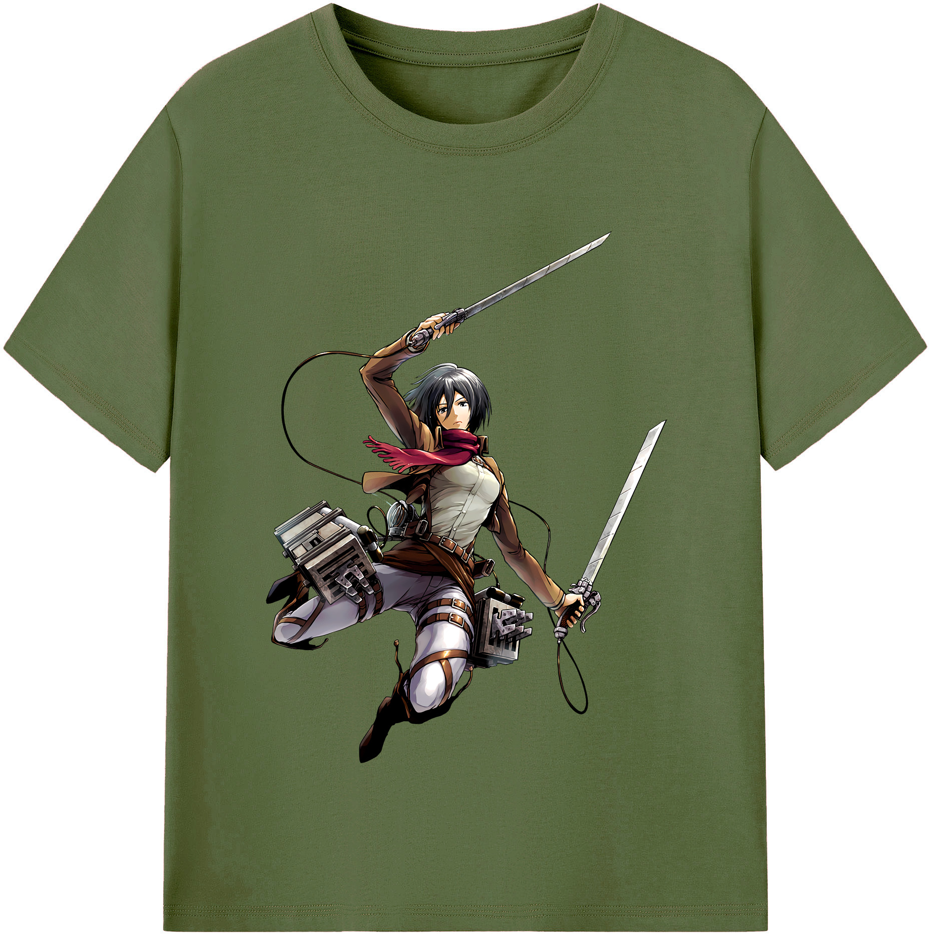 （画像用） 進撃の巨人 ミカサ·アッカーマン Attack on Titan Mikasa Ackerman 綿100％半袖Tシャツ（フロントプリント）